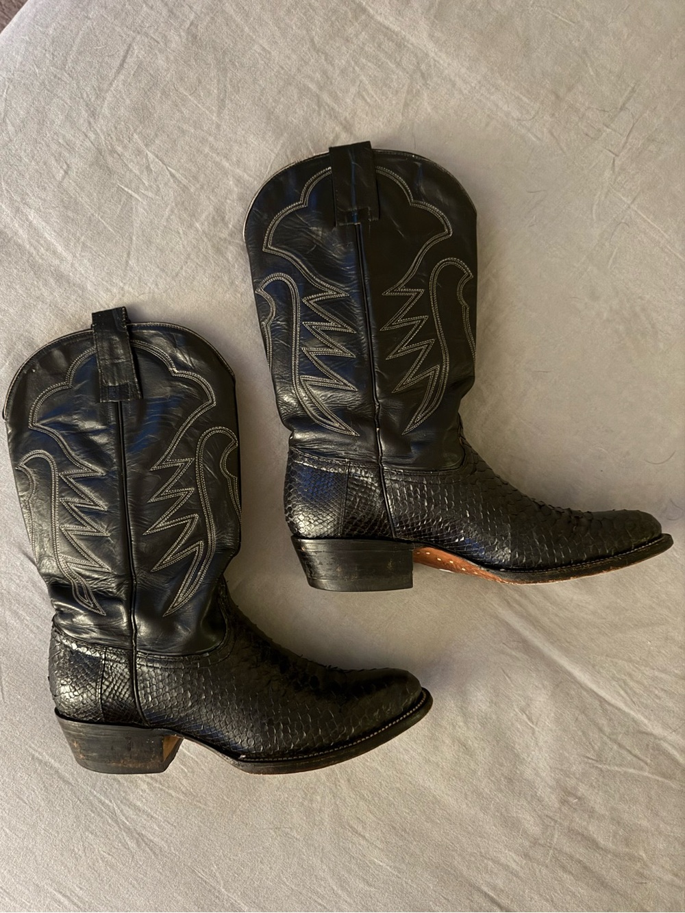 Ranger - Black exotic Leather Western Cowboy Boots